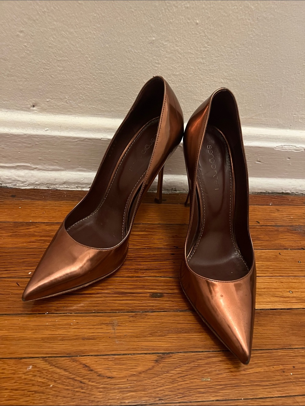Metallic Copper Pointed Toe Stiletto Pumps - Sergio Rossi